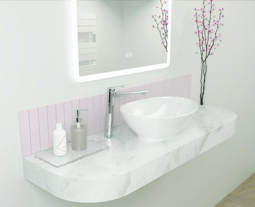 Vasque ovale à poser HANA en céramique 40,5 x 33 x 14 cm - Blanc brillant